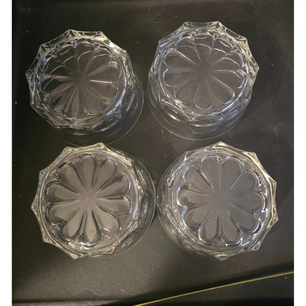 Duralex Verallia Glass Dish Set‎ of 4 Paneled Sides Spain 5